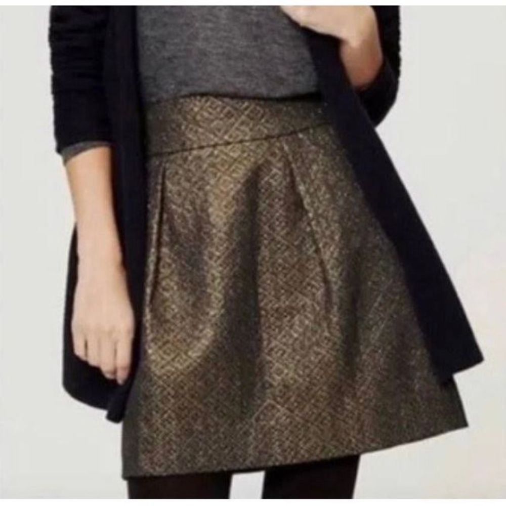 LOFT 🐾 Metallic Starry Night Jacquard Skirt Size 4